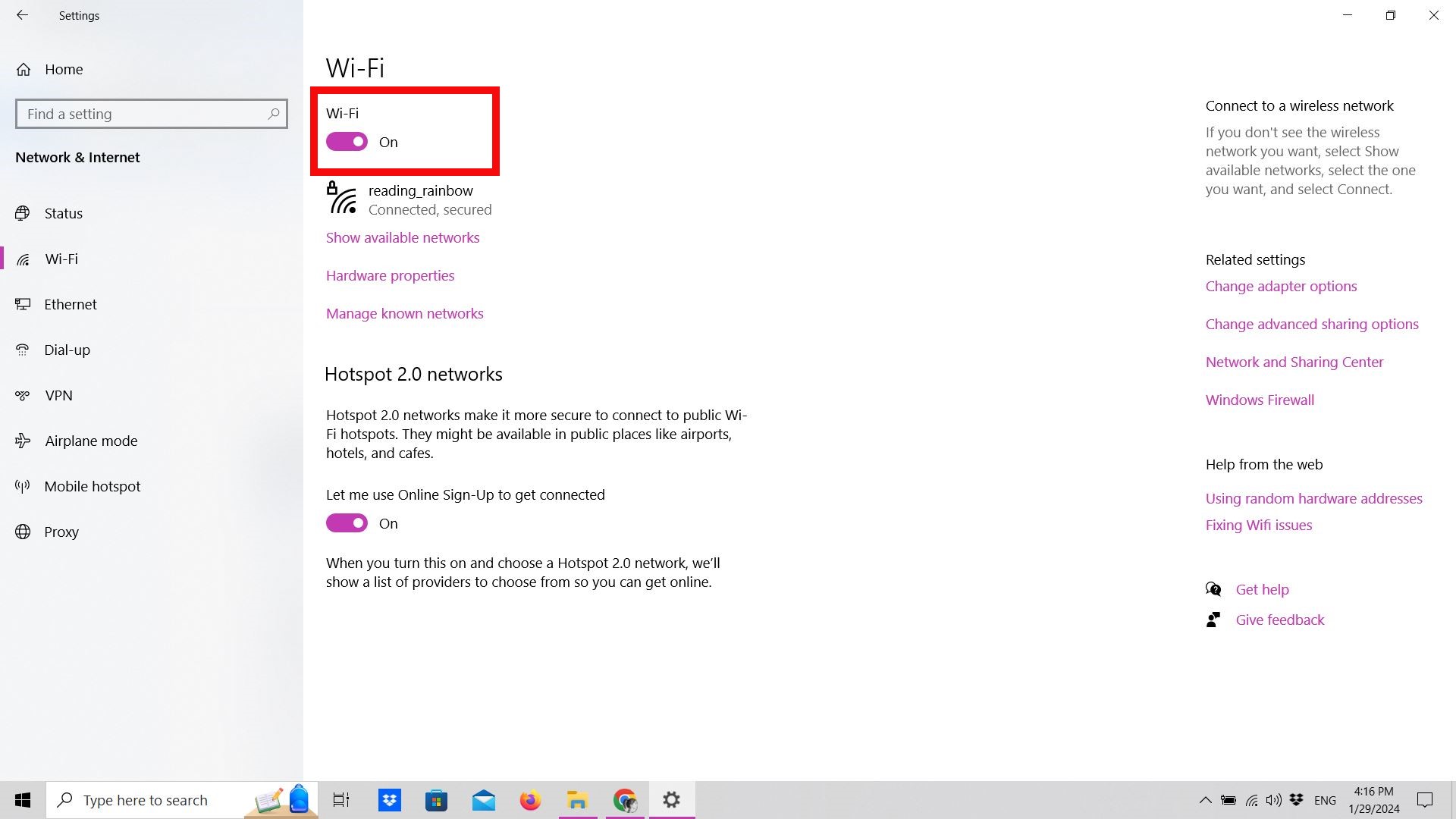 Wi-Fi Settings in Windows 10 Wi-Fi Settings in Windows 10