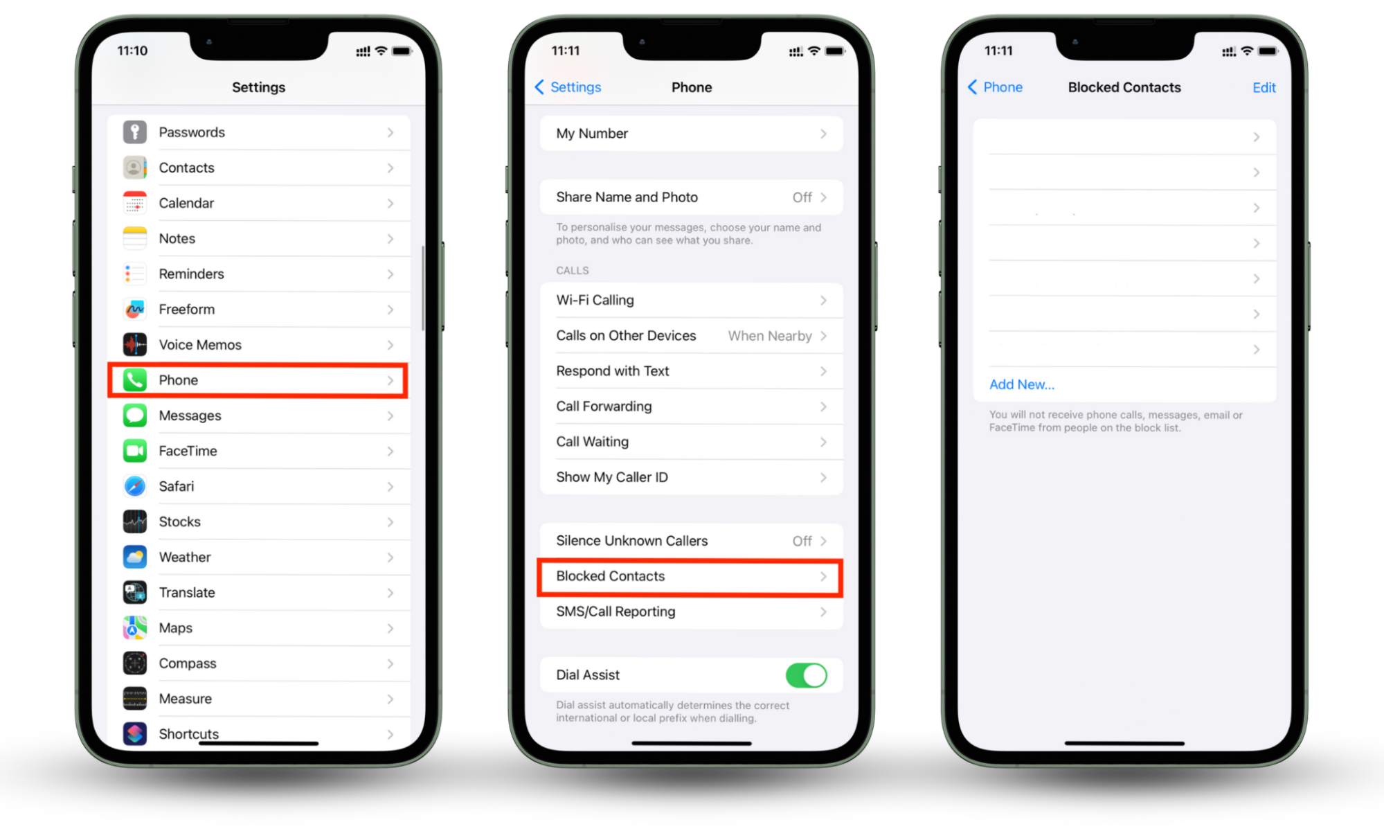 These screenshots instruct how to review your blocked contacts and how to add or remove a contact, if iPHone is not making calls. These screenshots instruct how to review your blocked contacts and how to add or remove a contact, if iPHone is not making calls.
