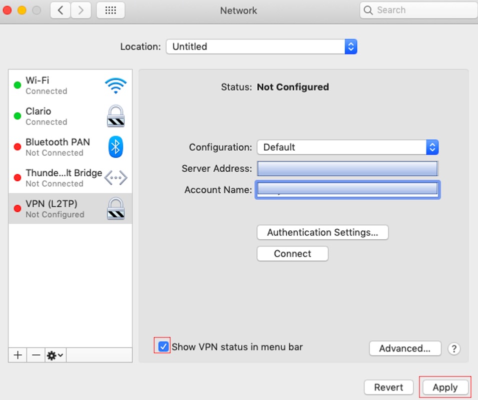 Show VPN status in the menu bar Show VPN status in the menu bar