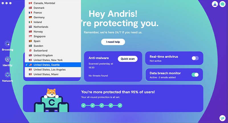 Choose VPN location Choose VPN location