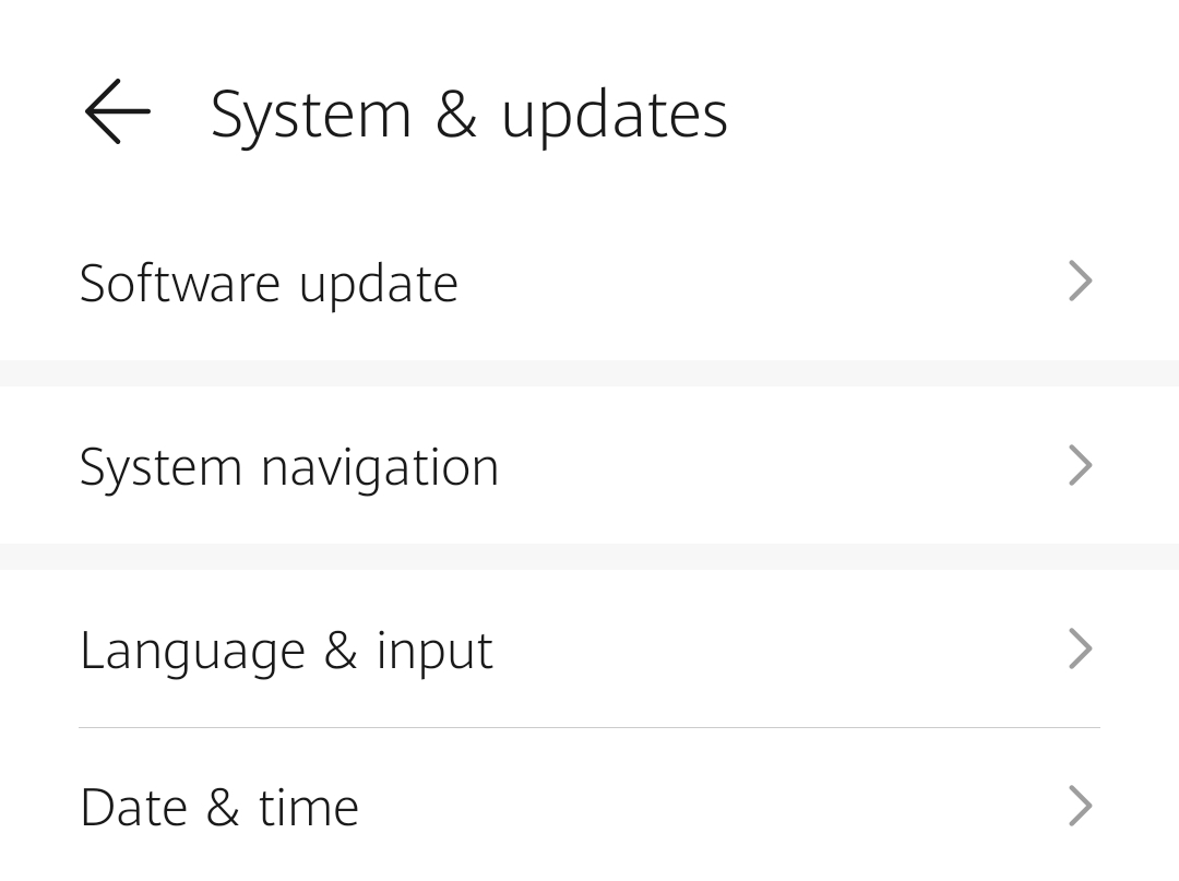 Android settings System & updates tab Android settings System & updates tab