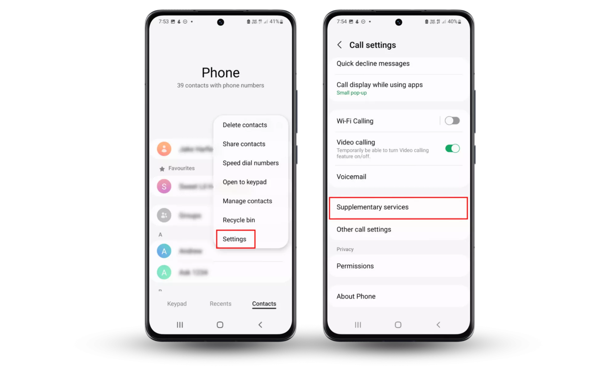 To make sure no apps are forwarding your calls without your permission, turn the setting off. Go to Phone Settings Supplementary services Call forwarding and ensure there is no number under the setting. To make sure no apps are forwarding your calls without your permission, turn the setting off. Go to Phone Settings Supplementary services Call forwarding and ensure there is no number under the setting.