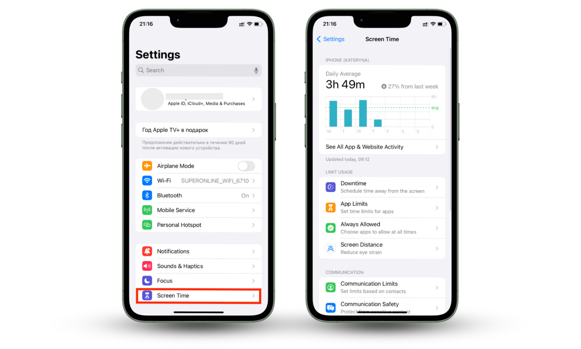 Checking app activity on an iPhone device. Checking app activity on an iPhone device.