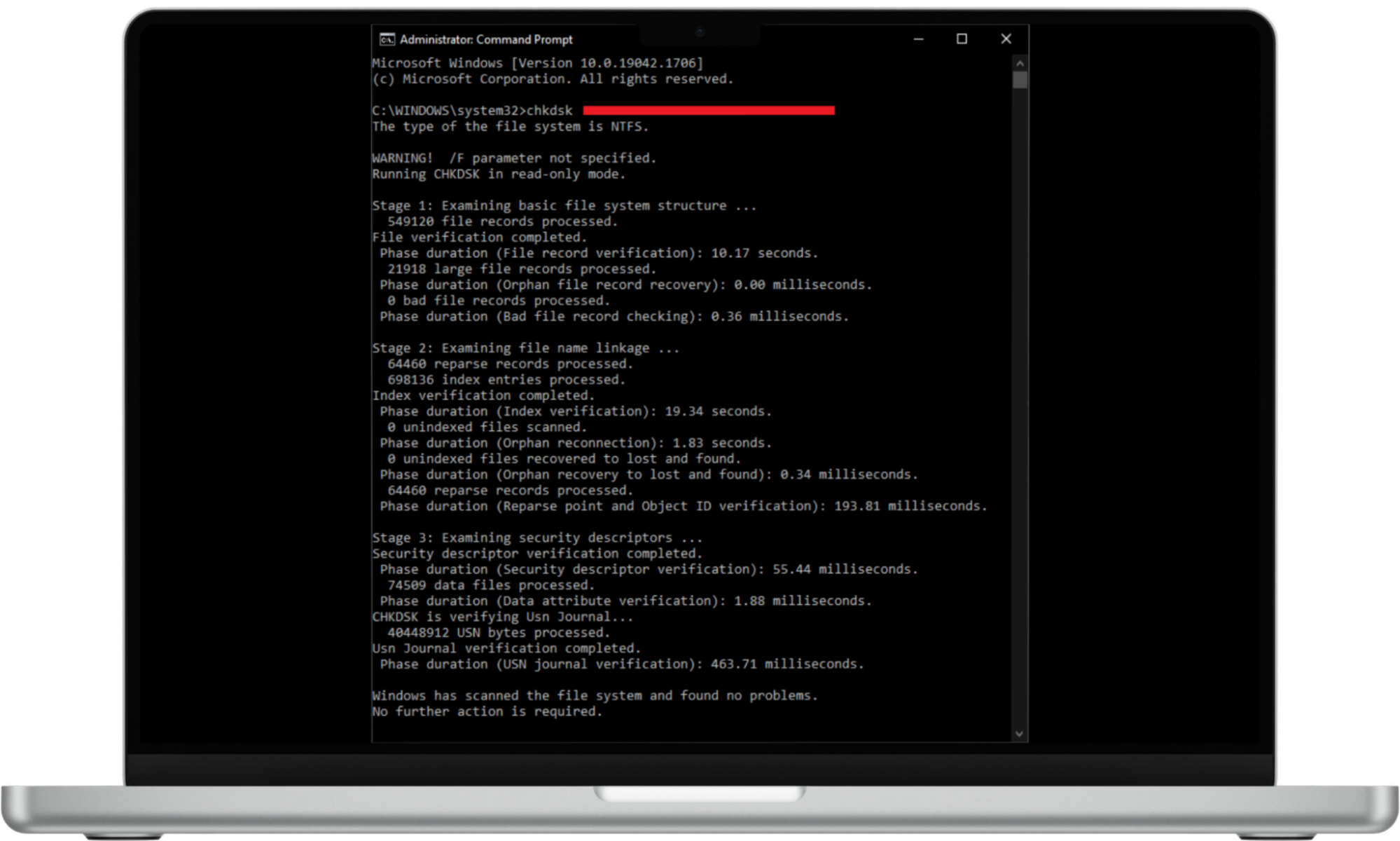 To scan your PC with CHKDSK, type chkdsk and hit Enter. The scan will commence to look for errors on the file system or physical disk damage. To scan your PC with CHKDSK, type chkdsk and hit Enter. The scan will commence to look for errors on the file system or physical disk damage.