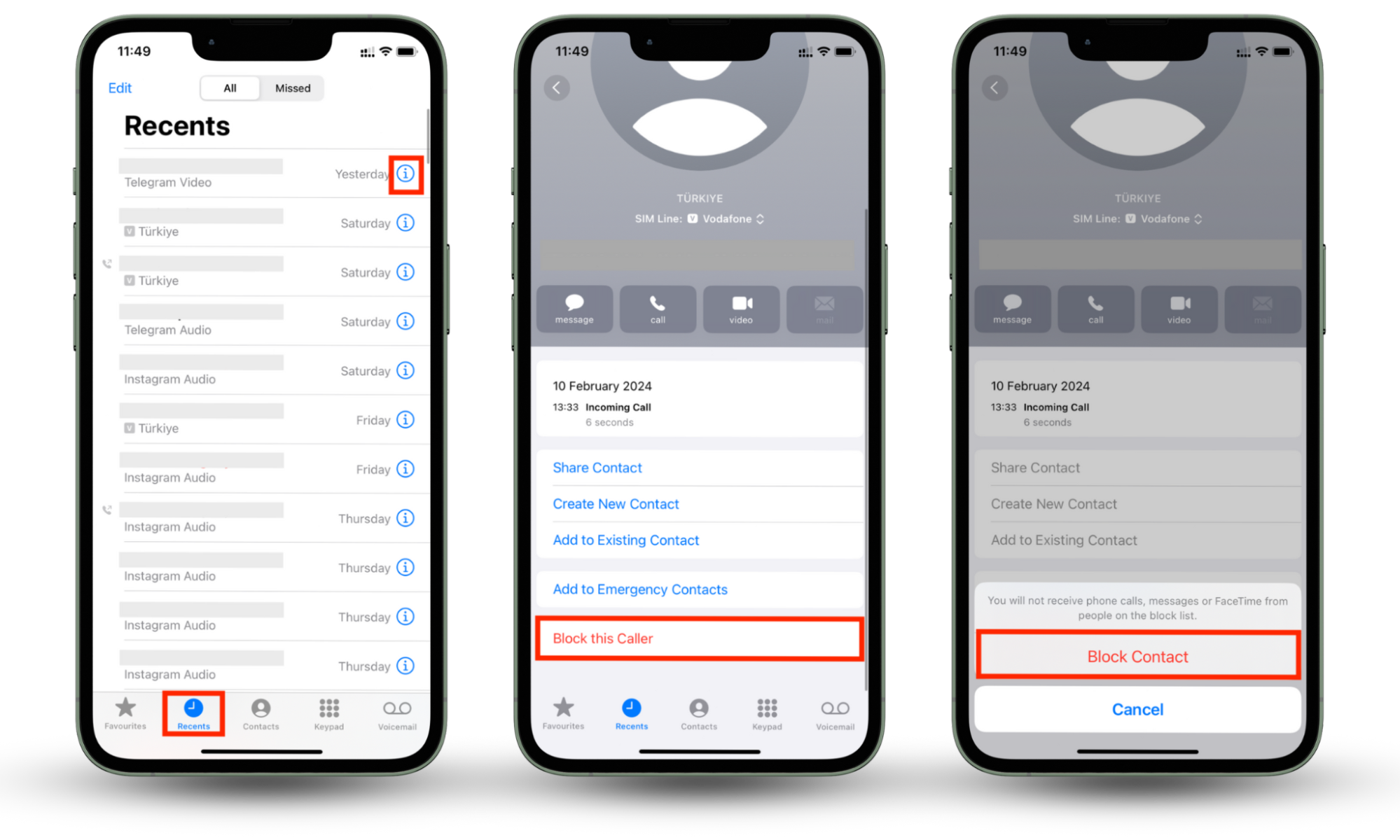 Screenshots from iPhone depicting how to block a contact so that they cannot call or text you. Screenshots from iPhone depicting how to block a contact so that they cannot call or text you.