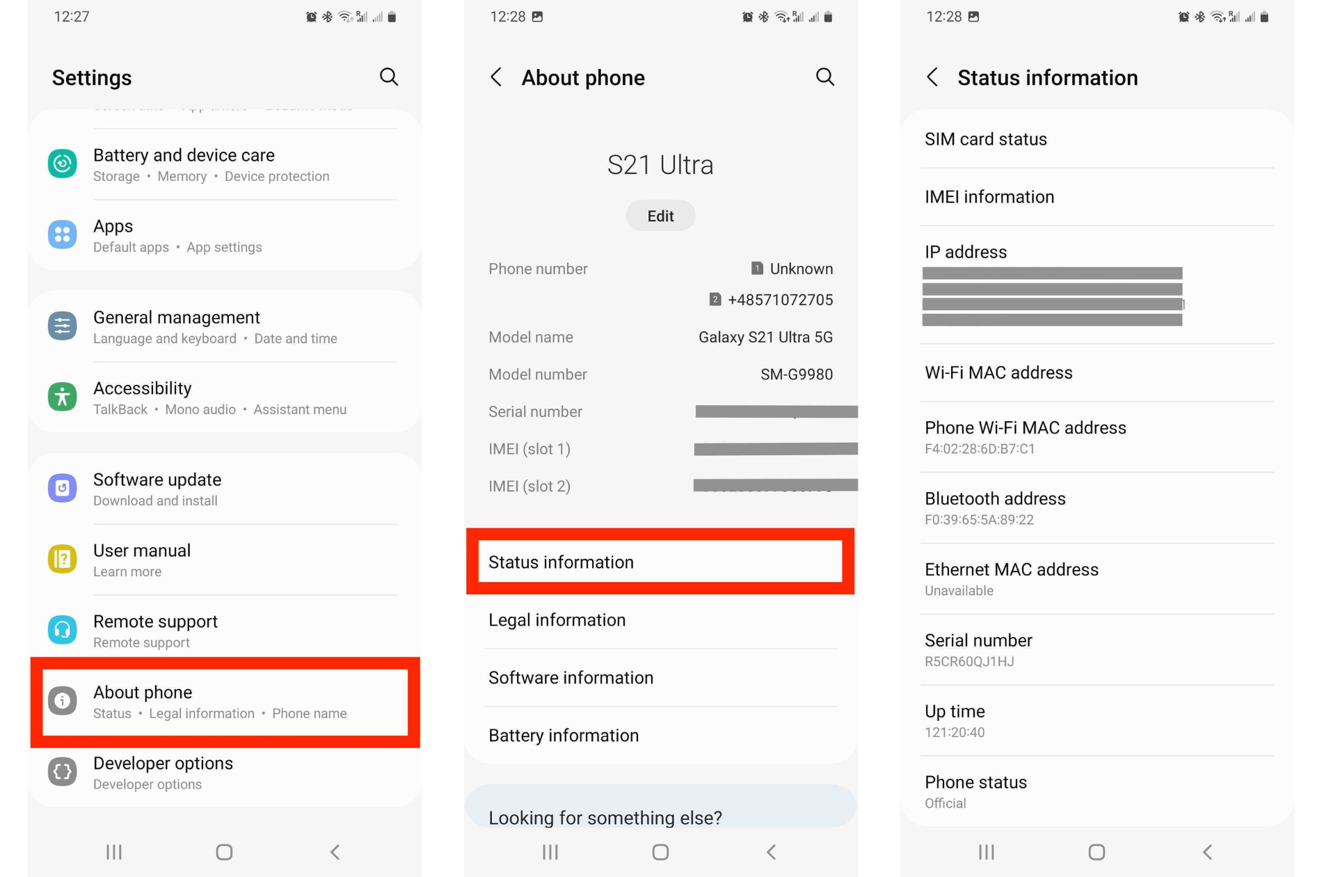 These Android screenshots show how to find your private IP address assigned by your router via Settings—it's different from your public IP. These Android screenshots show how to find your private IP address assigned by your router via Settings—it's different from your public IP.