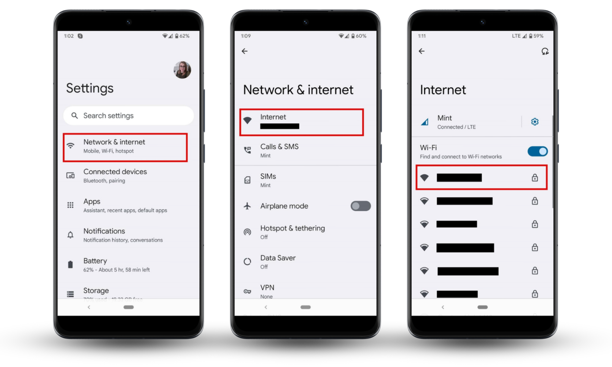 If your phone won't connect to Wi-Fi, forget Wi-Fi and reconnect on Android again. Open your Settings app, tap Network & Internet, then Internet, and select the Wi-Fi network you’re trying to connect to, tap Forget. If your phone won't connect to Wi-Fi, forget Wi-Fi and reconnect on Android again. Open your Settings app, tap Network & Internet, then Internet, and select the Wi-Fi network you’re trying to connect to, tap Forget.