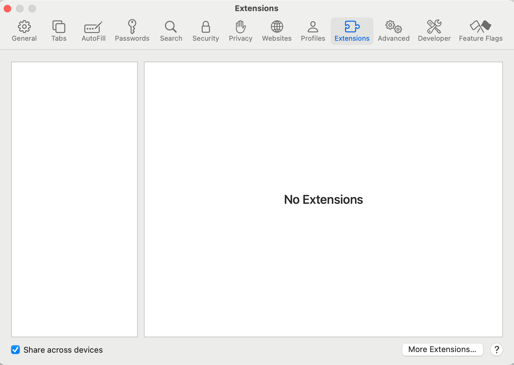 A screenshot of Safari's Extensions window showing how to scan the list of extensions and remove malware from Mac. A screenshot of Safari's Extensions window showing how to scan the list of extensions and remove malware from Mac.