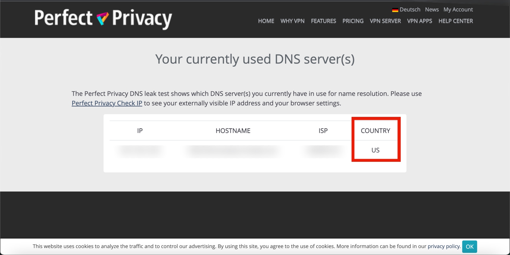 This browser screenshot shows how to check if VPN is working on your network by visiting Perfect-Privacy.com and running a scan for DNS leaks. This browser screenshot shows how to check if VPN is working on your network by visiting Perfect-Privacy.com and running a scan for DNS leaks.