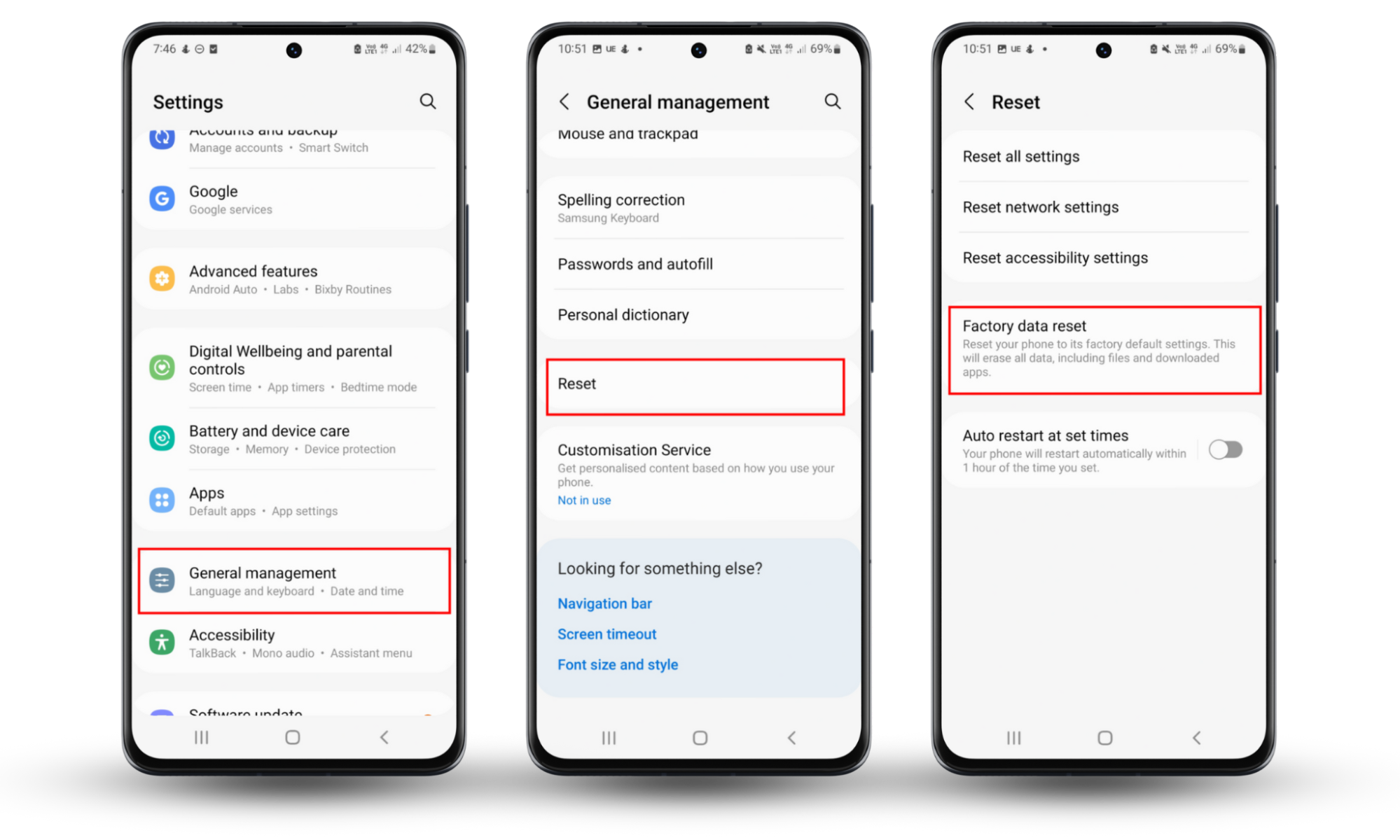Android screenshots showing how to perform a factory reset to remove hackers from your Samsung phone. Android screenshots showing how to perform a factory reset to remove hackers from your Samsung phone.