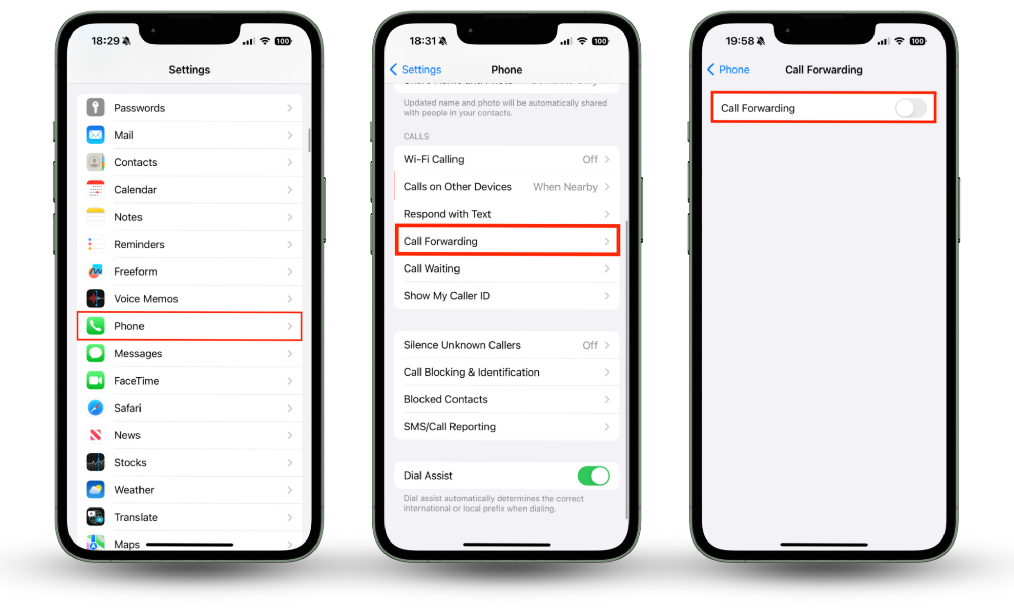 The Phone menu inside Settings on iPhone. To stop hackers from intercepting your calls on iPhone, disable Allow Calls on Other Devices and Call Forwarding. The Phone menu inside Settings on iPhone. To stop hackers from intercepting your calls on iPhone, disable Allow Calls on Other Devices and Call Forwarding.
