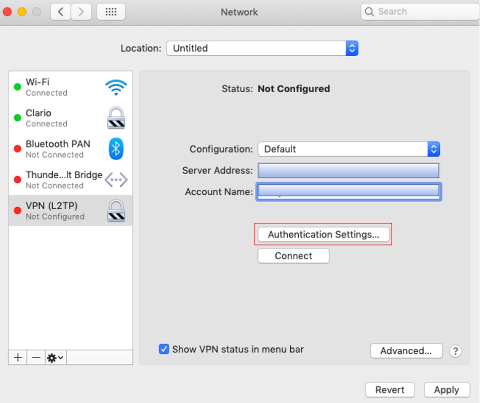 Click Authentication Settings Click Authentication Settings