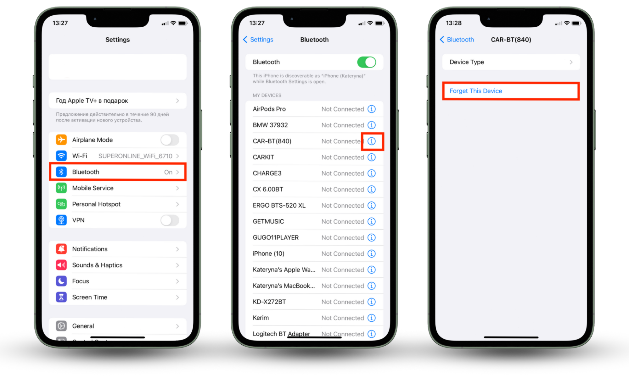 Screenshots of an iPhone showing how to prevent unauthorized Bluetooth devices and stop someone from seeing your text messages. Screenshots of an iPhone showing how to prevent unauthorized Bluetooth devices and stop someone from seeing your text messages.