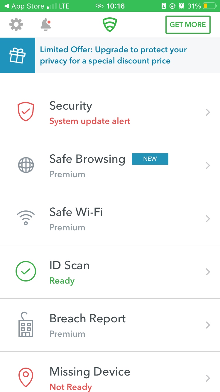 Lookout Mobile Security app on iPhone Lookout Mobile Security app on iPhone