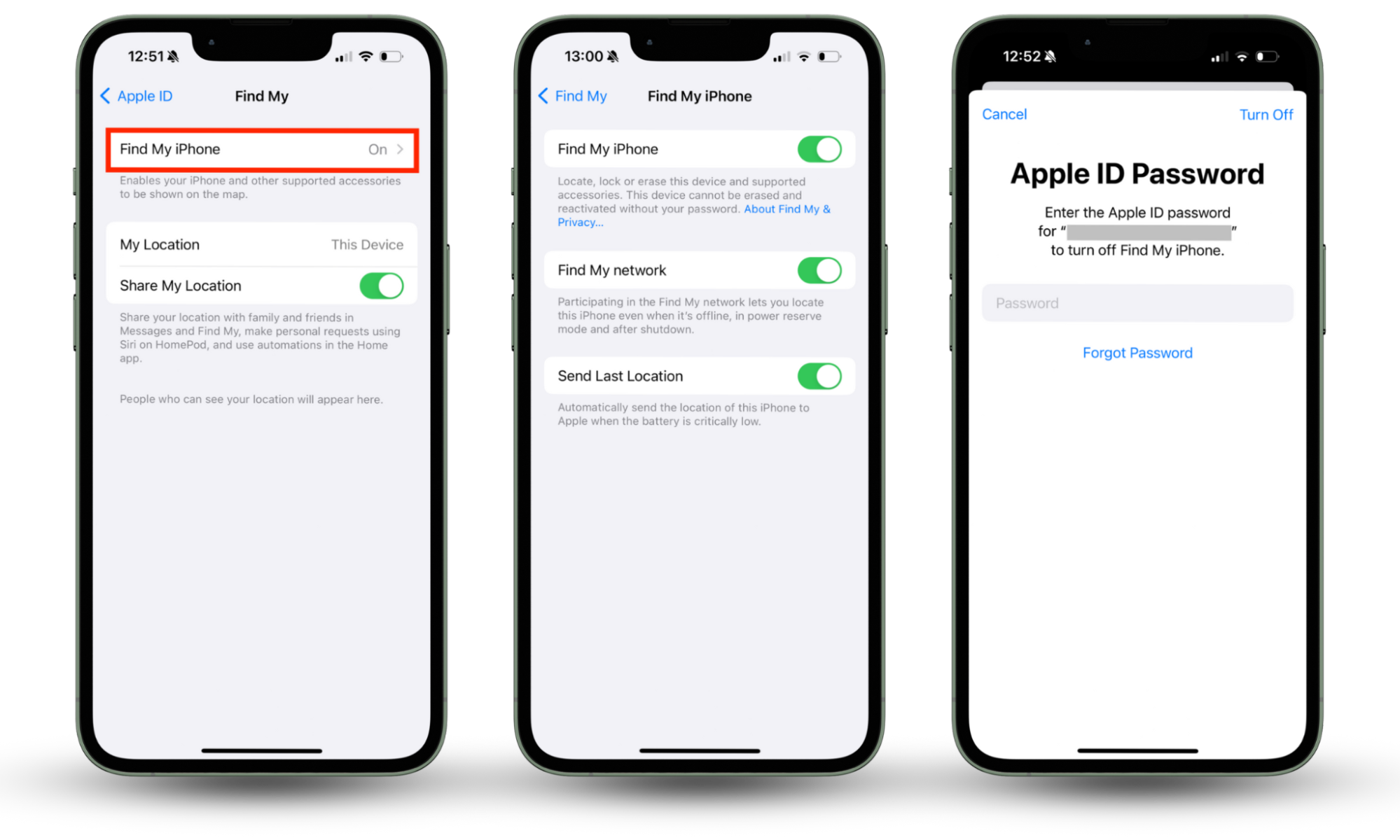 Screenshots of the Settings app on iPhone showing how to disable Find My on iPhone to prevent your wife from tracking you on your iPhone. Screenshots of the Settings app on iPhone showing how to disable Find My on iPhone to prevent your wife from tracking you on your iPhone.