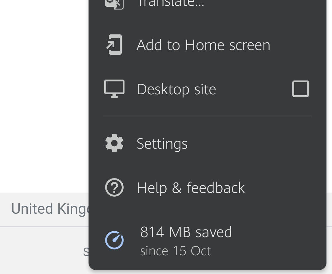 Chrome settings on Android Chrome settings on Android