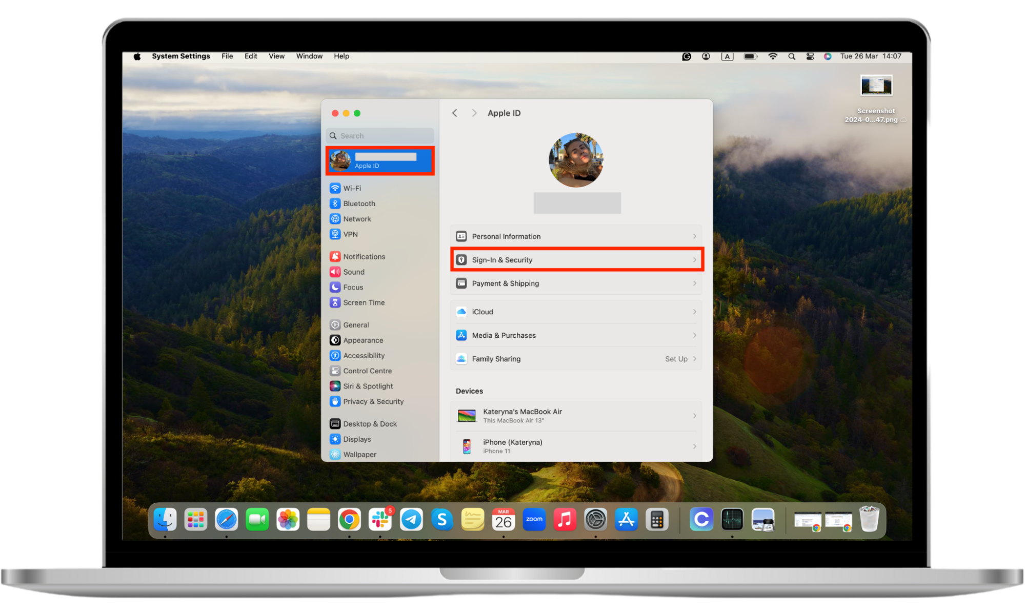 A Mac display with the System Preferences screen opened and the Apple ID and Sign-in & Security options highlighted with a red square around it. Learn how you can tell if an ex is spying on your MacBook. A Mac display with the System Preferences screen opened and the Apple ID and Sign-in & Security options highlighted with a red square around it. Learn how you can tell if an ex is spying on your MacBook.