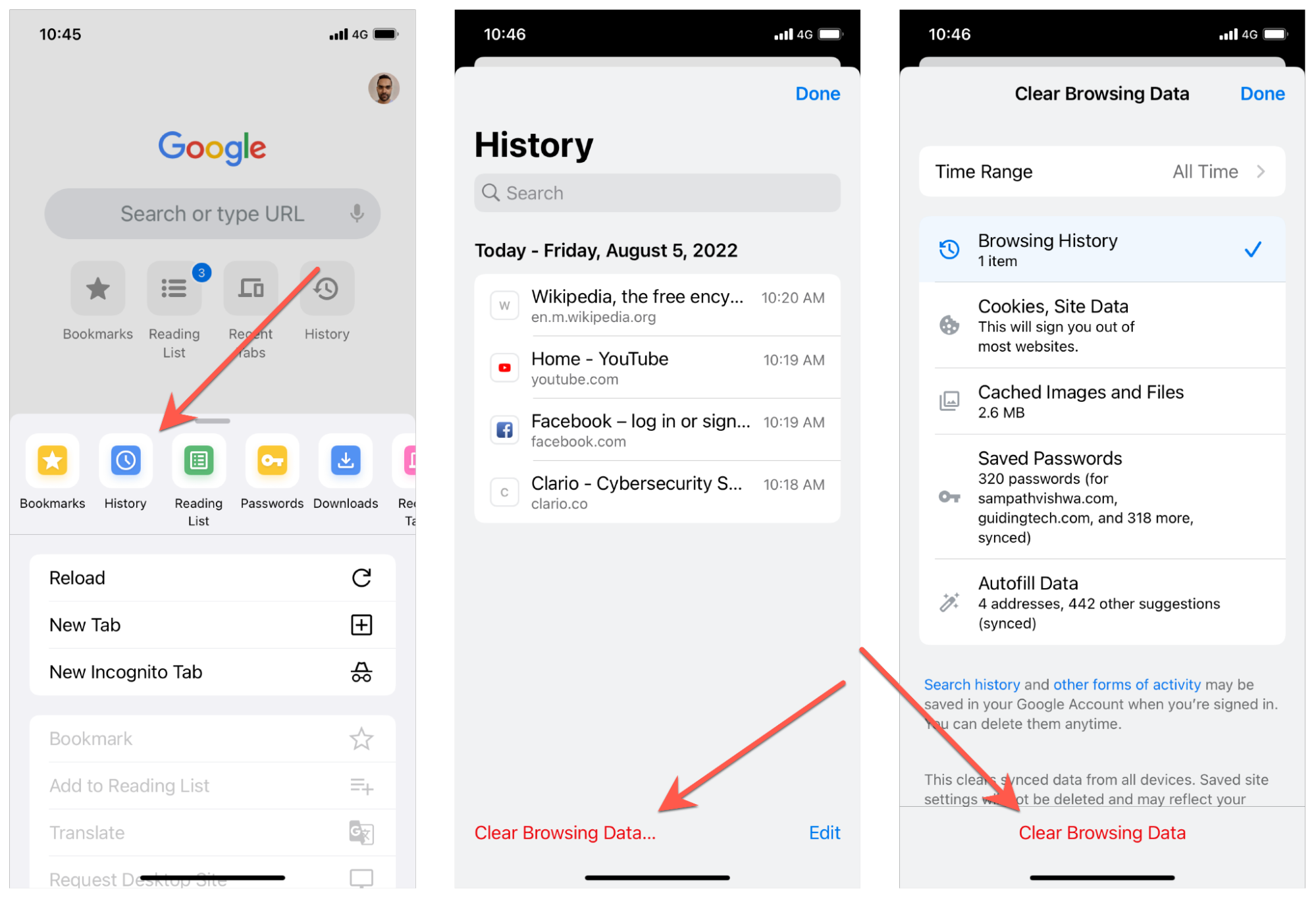 Delete Chrome History on iOS Delete Chrome History on iOS