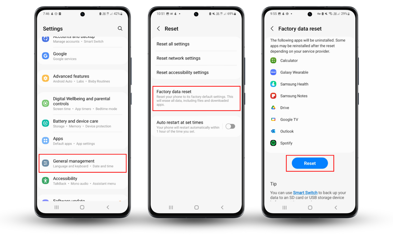 If you want to Catch Someone Spying on Your Phone, factory reset your Android. Go to Settings > General management > Reset. If you want to Catch Someone Spying on Your Phone, factory reset your Android. Go to Settings > General management > Reset.