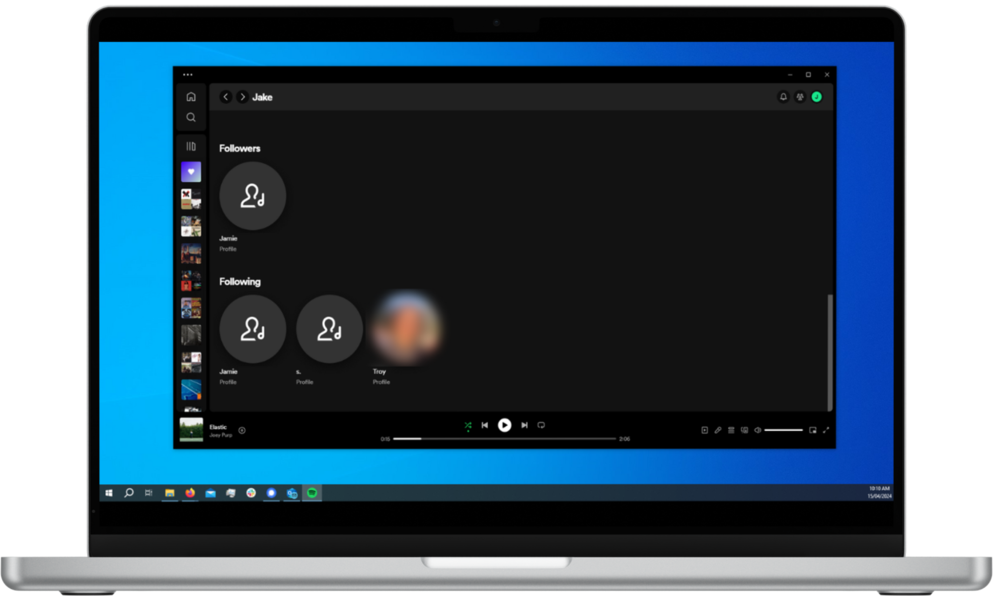 Spotify followers as shown on the Windows Spotify app. Check your follower list to see if your ex is stalking you on Spotify. Spotify followers as shown on the Windows Spotify app. Check your follower list to see if your ex is stalking you on Spotify.