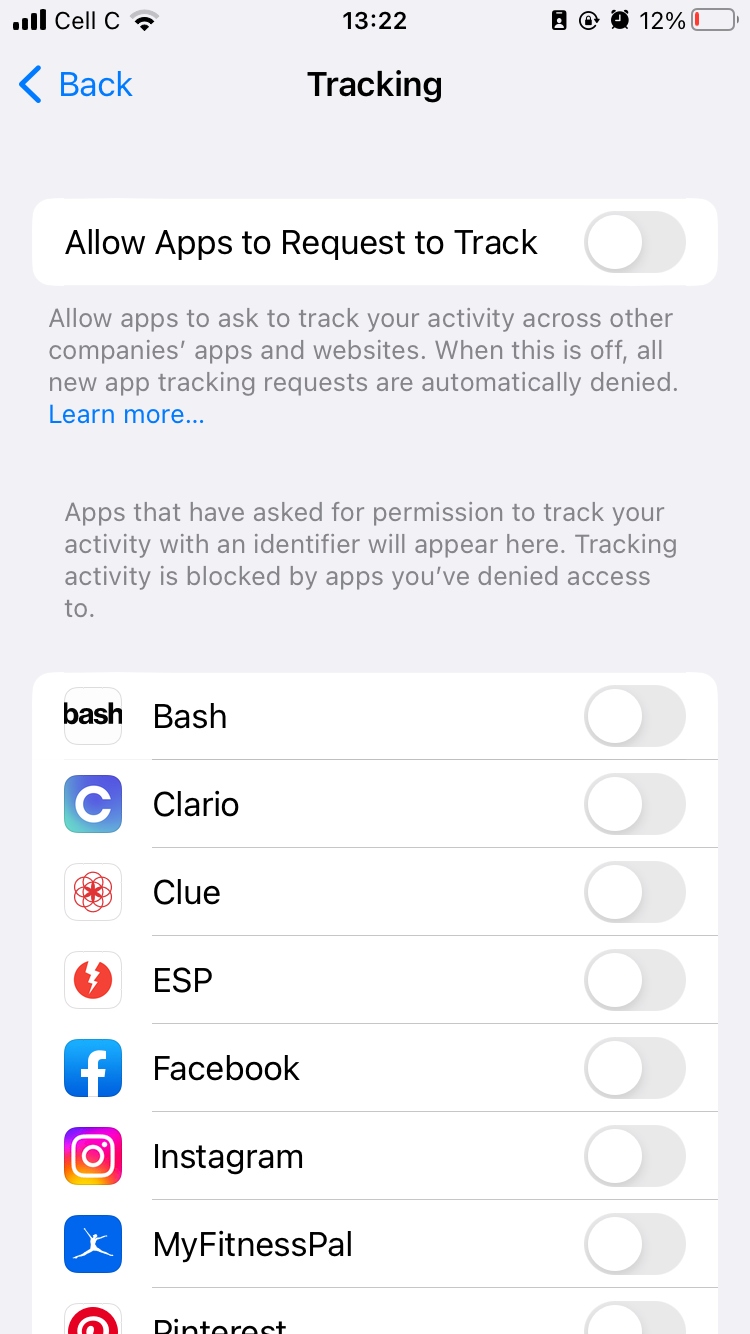 Removing tracking permissions on an iPhone. Removing tracking permissions on an iPhone.