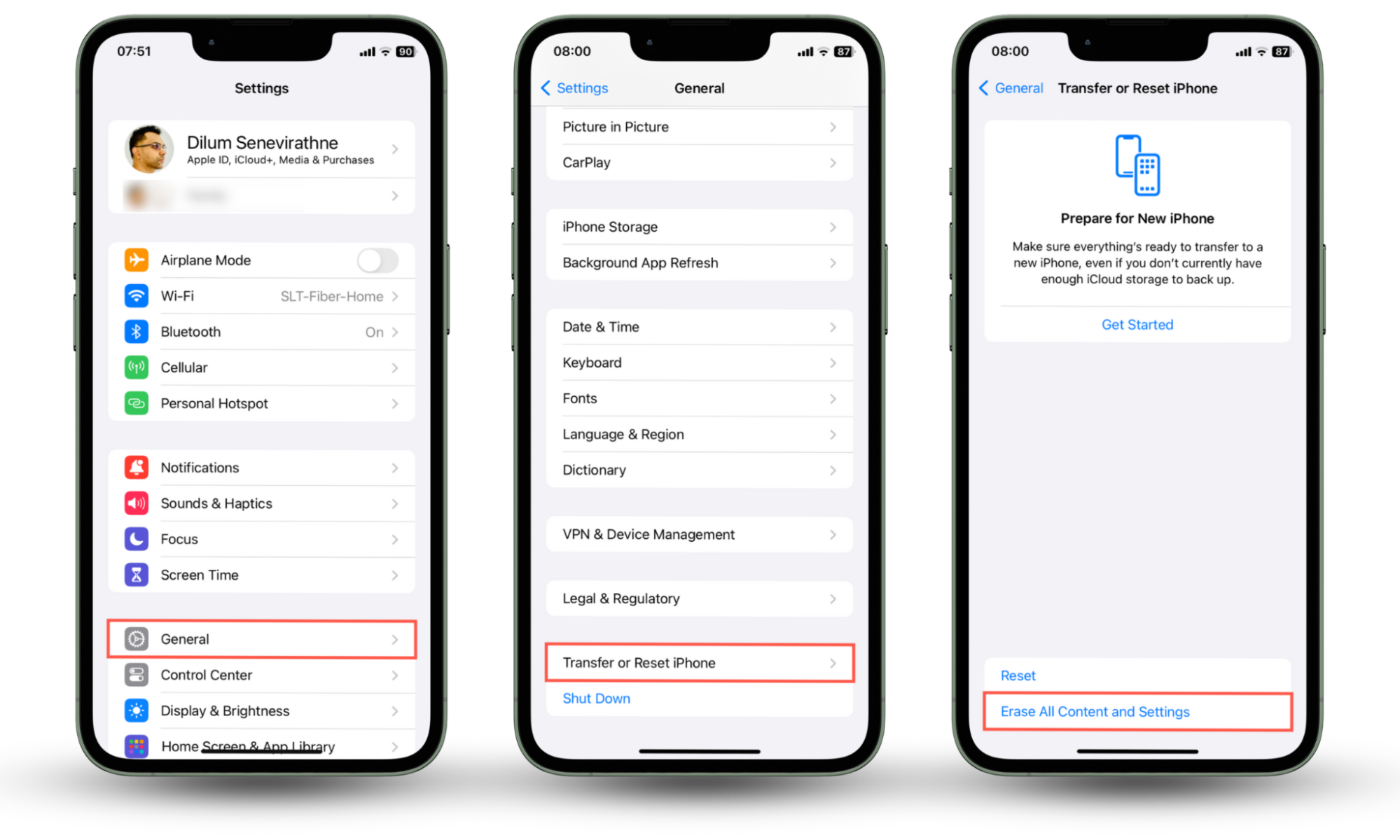 Screenshots that demonstrate how to reset an iOS device to its factory settings so you can start with a blank slate if your phone keeps glitching. Screenshots that demonstrate how to reset an iOS device to its factory settings so you can start with a blank slate if your phone keeps glitching.