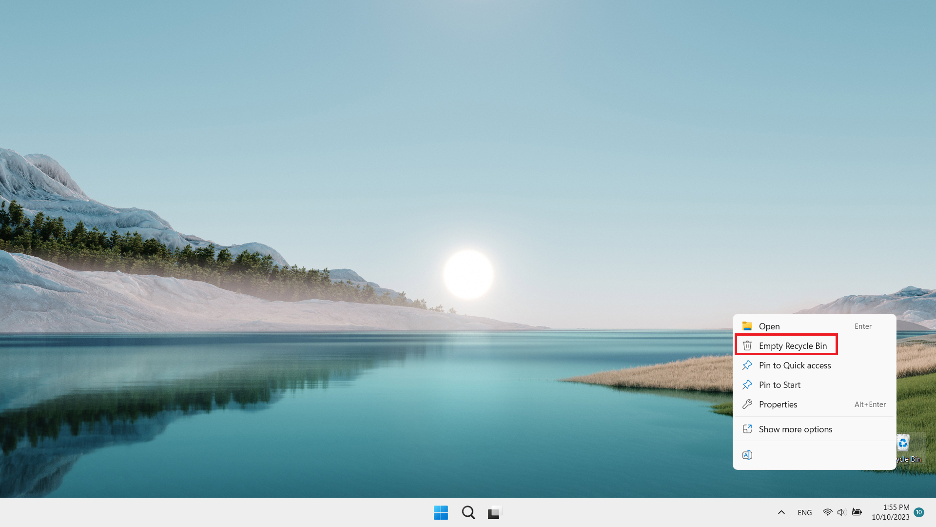 Emptying the Recycle Bin on a Windows device. Emptying the Recycle Bin on a Windows device.