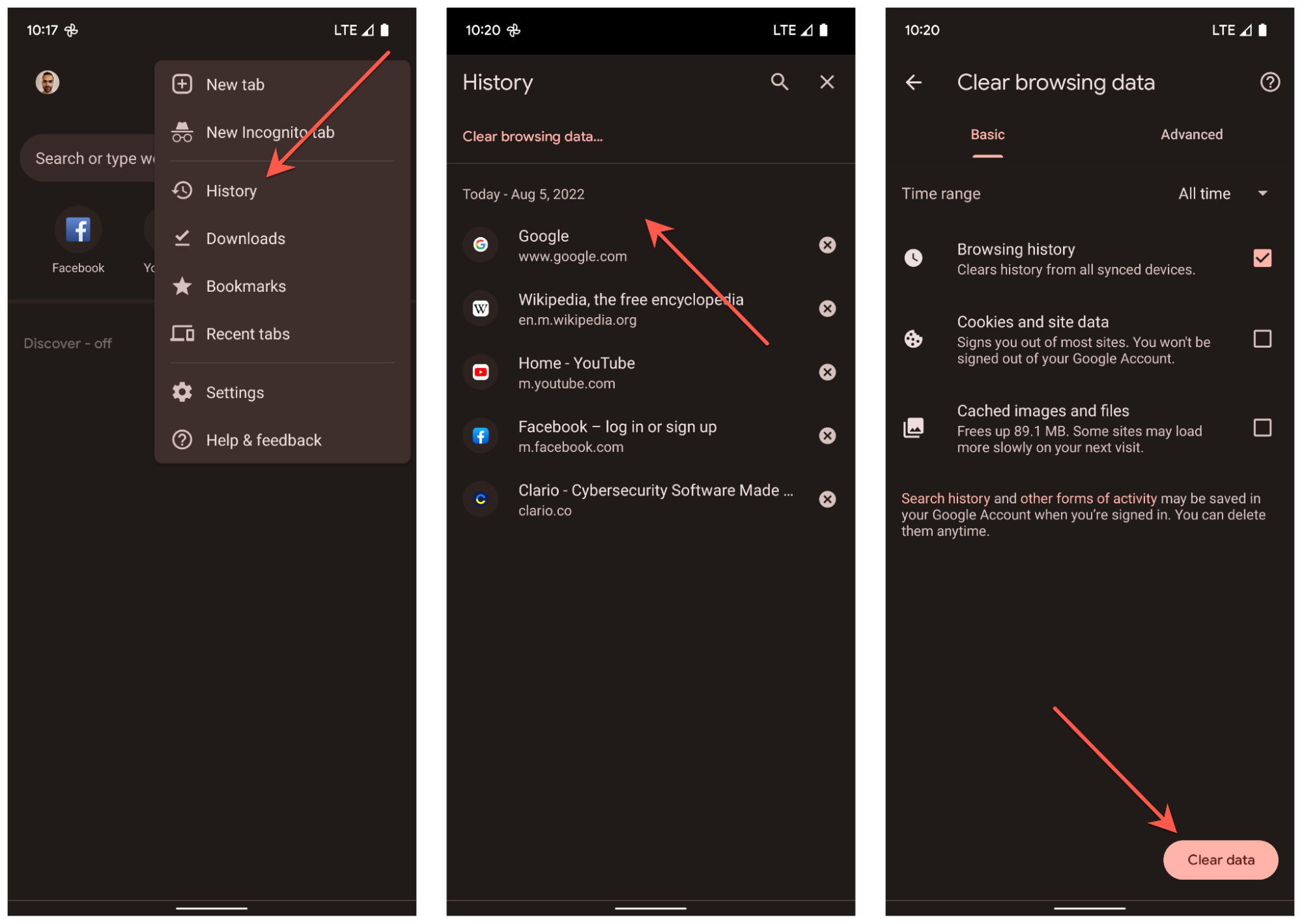 Delete Google search history on Android Delete Google search history on Android