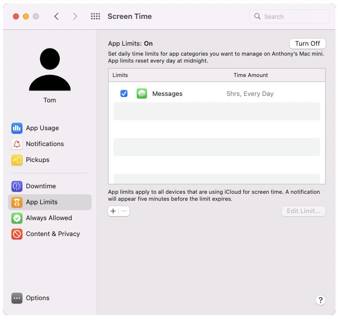 App Limits in Screen Time App Limits in Screen Time