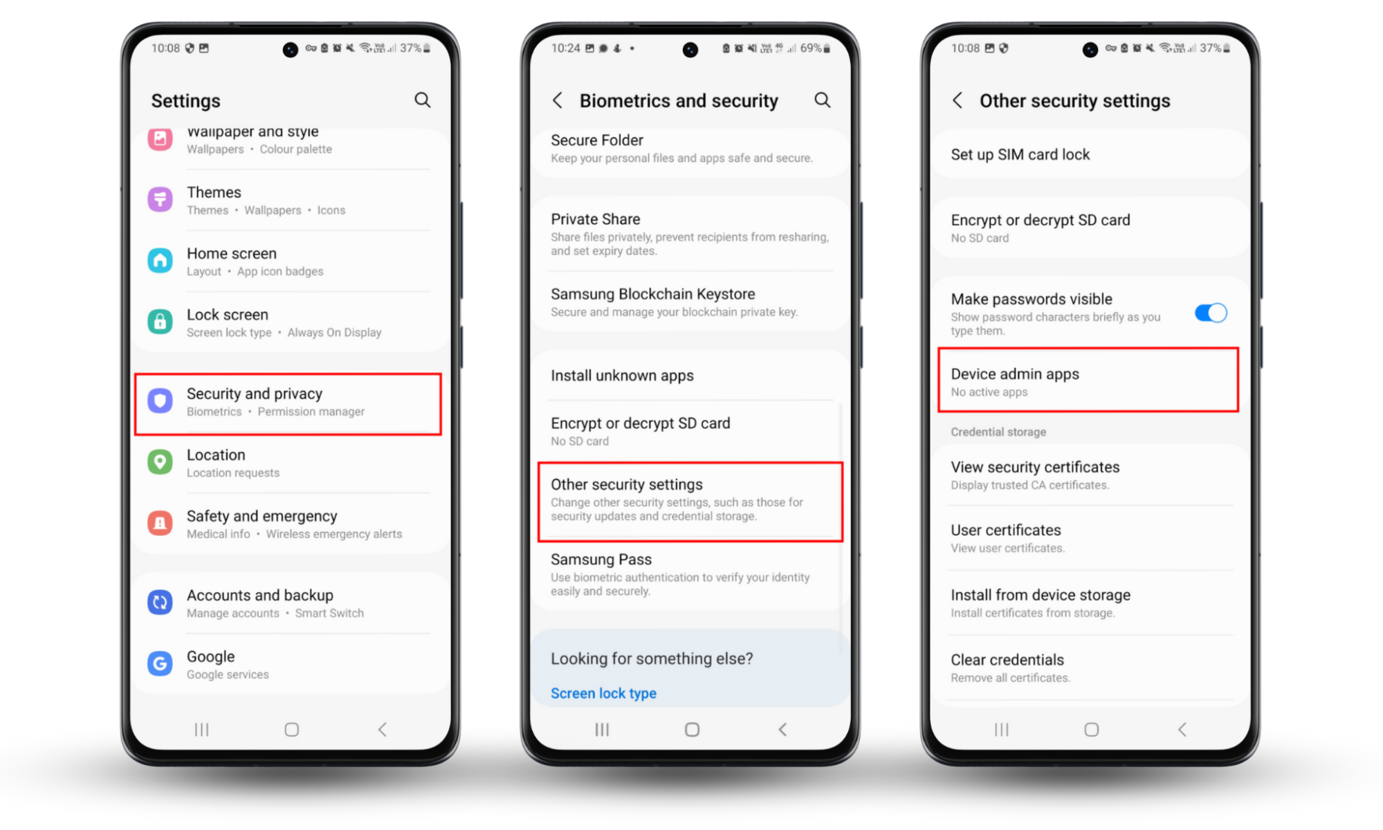 Screenshots showing how to access Device system apps to find mSpy on Android and remove its privileges. Screenshots showing how to access Device system apps to find mSpy on Android and remove its privileges.
