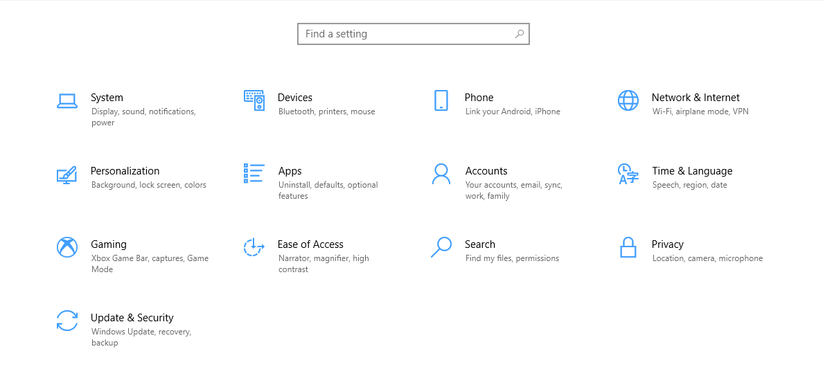 Open Settings and select Update & Security. Open Settings and select Update & Security.