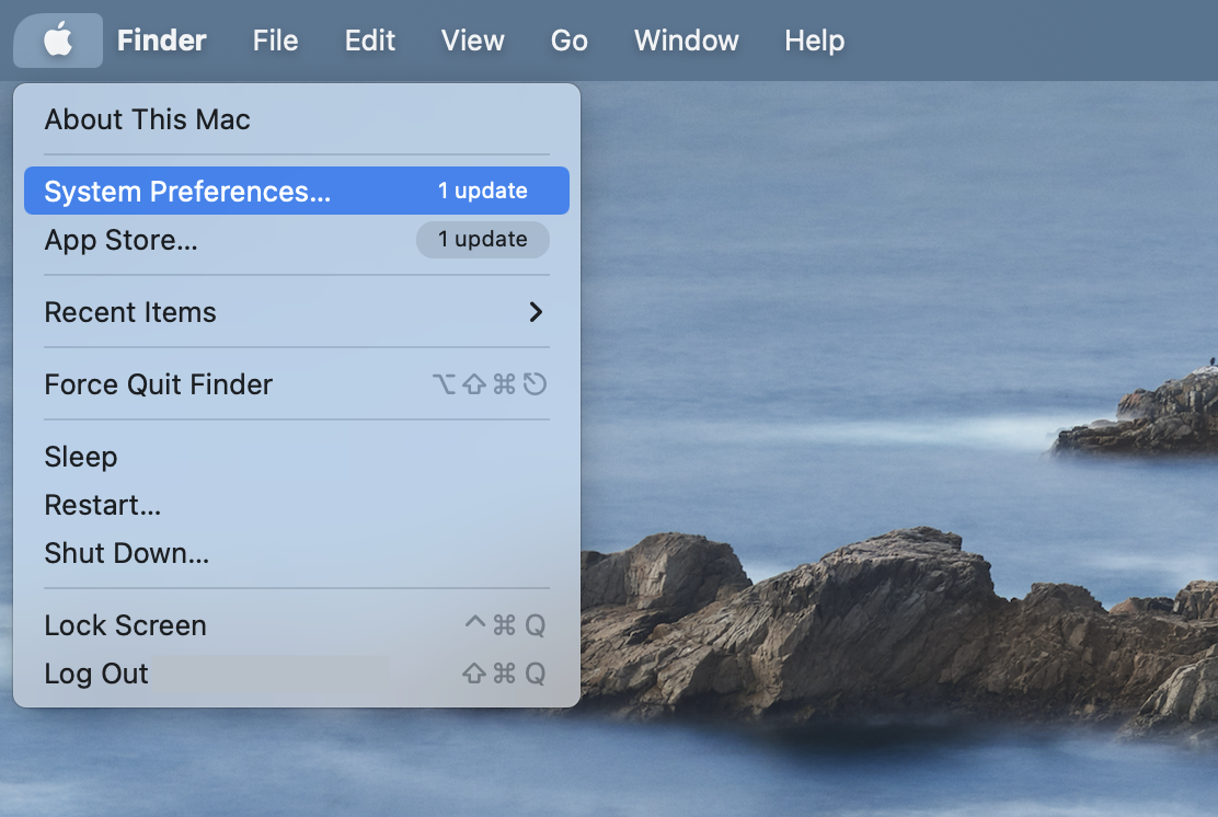 Apple icon > System Preferences Apple icon > System Preferences