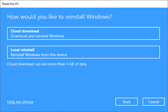 Choose Local Reinstall. Choose Local Reinstall.