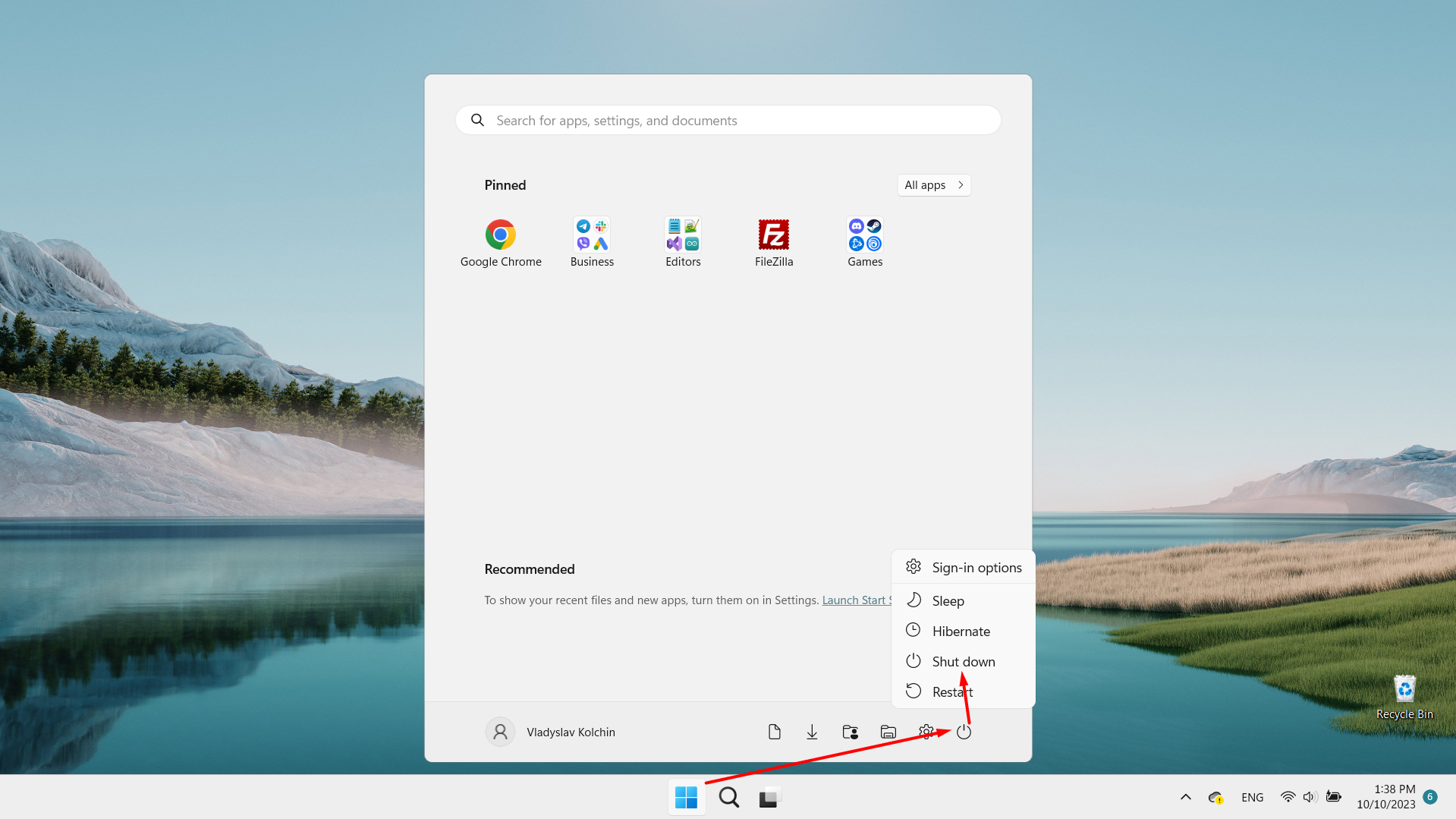 Shutting down a Windows device. Shutting down a Windows device.