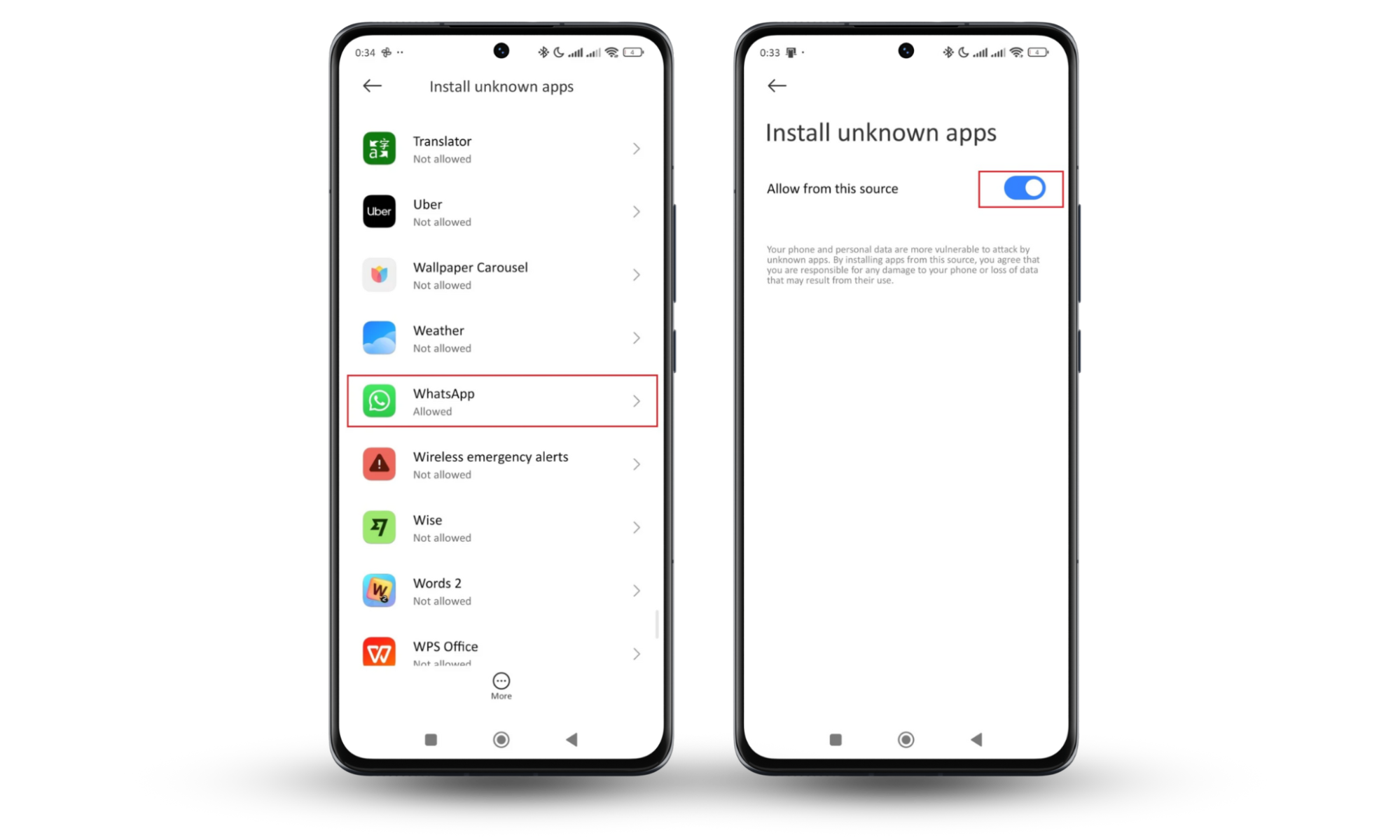 Instructions on how to navigate to Privacy protection, access Special permissions, review Install unknown apps, and disable the setting to fix a hacked Android phone. Instructions on how to navigate to Privacy protection, access Special permissions, review Install unknown apps, and disable the setting to fix a hacked Android phone.