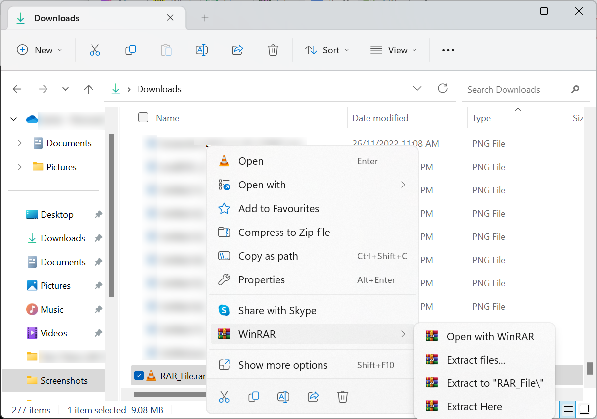 Right-click and select Extract Here Right-click and select Extract Here