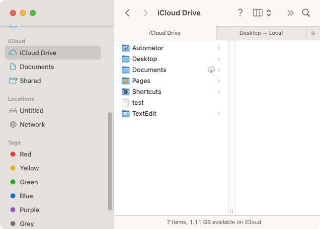 iCloud Drive in a Finder window in macOS. From here, you can see what's in the drive and how much storage you have left. iCloud Drive in a Finder window in macOS. From here, you can see what's in the drive and how much storage you have left.