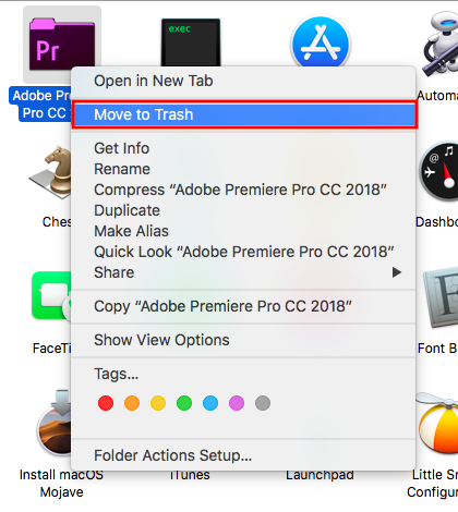 Removing unwanted apps in macOS High Sierra by right-clicking an old app and selecting Removing unwanted apps in macOS High Sierra by right-clicking an old app and selecting