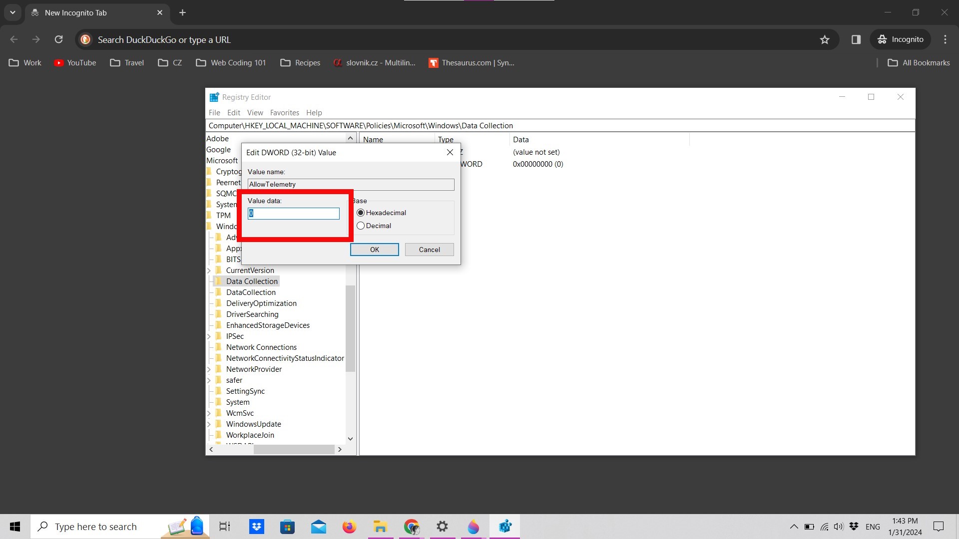 Edit DWORD in Registry Editor Edit DWORD in Registry Editor