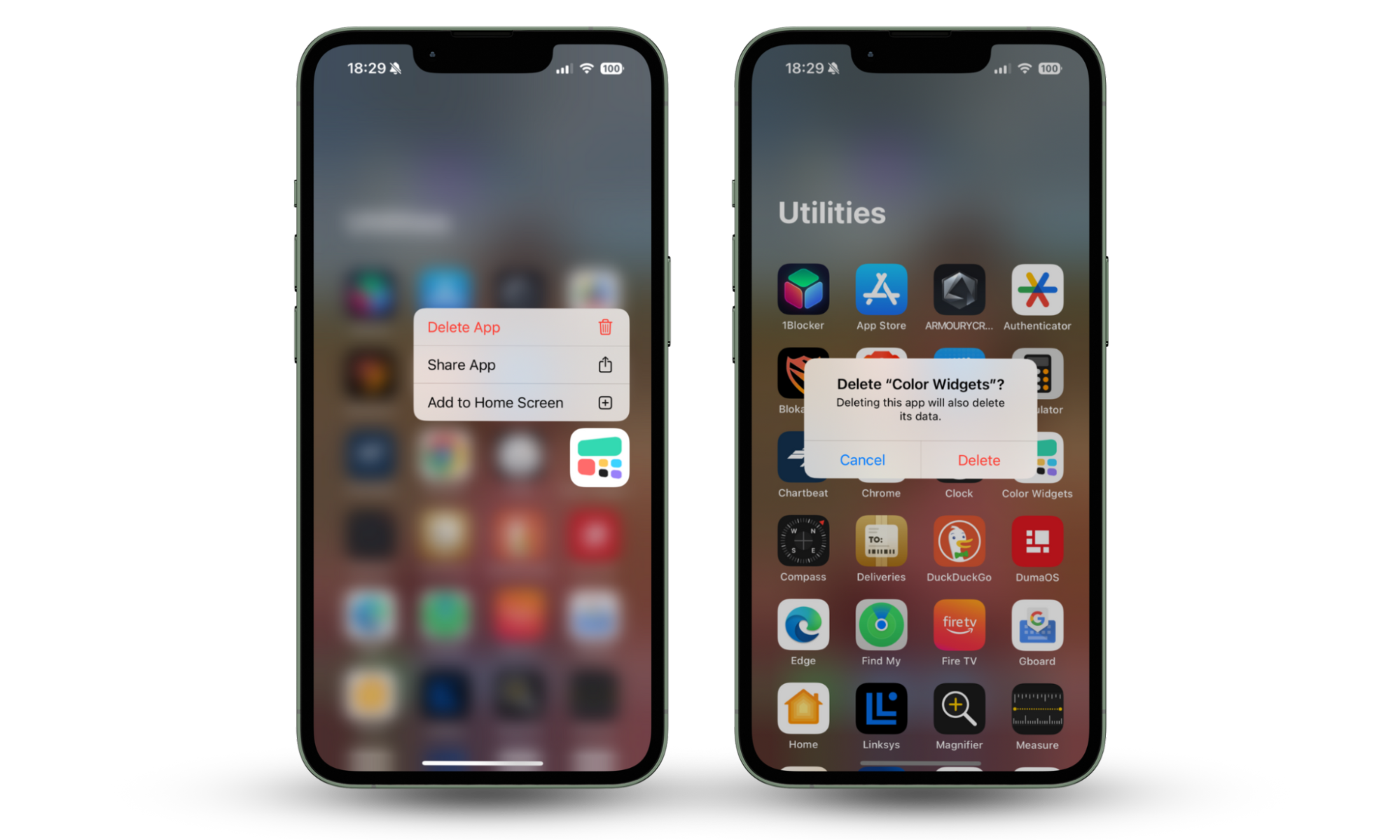 The App Library on iPhone showing an app being deleted. To remove an unrecognized app that could be hacked, tap and hold its icon, then select Delete App > Delete. The App Library on iPhone showing an app being deleted. To remove an unrecognized app that could be hacked, tap and hold its icon, then select Delete App > Delete.