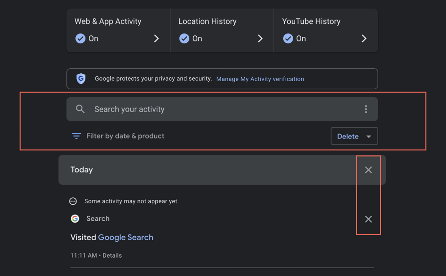 Delete the list of activity Delete the list of activity