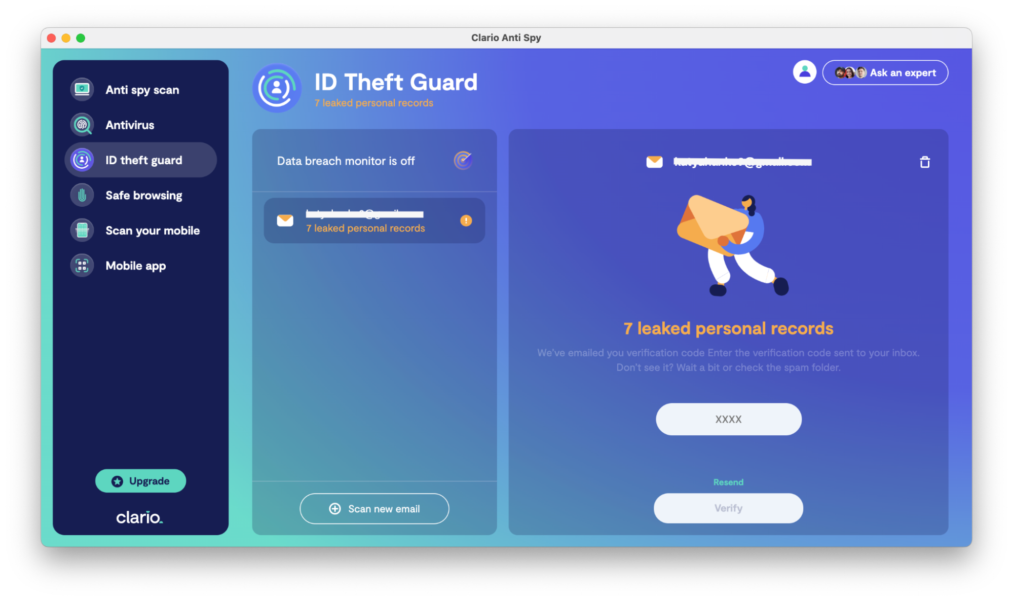Enter the verifacation code and follow the on-screen steps to see the details if your email was compromized. Enter the verifacation code and follow the on-screen steps to see the details if your email was compromized.