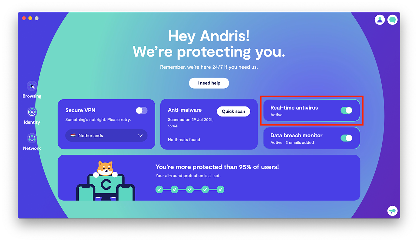 Activate real-time antivirus protection Activate real-time antivirus protection