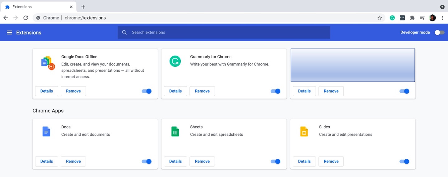 The list of Chrome extensions The list of Chrome extensions