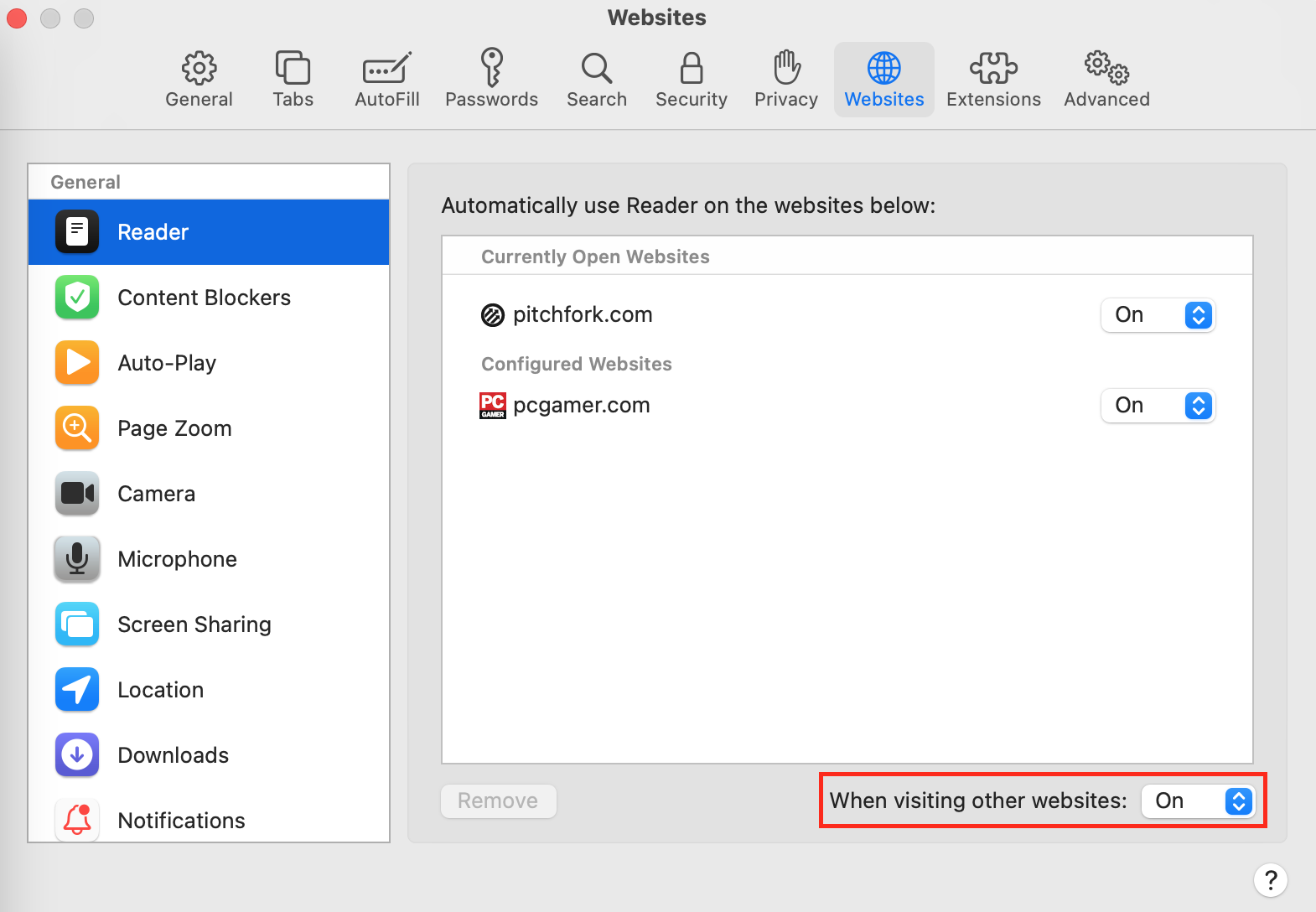 Safari Reader mode settings Safari Reader mode settings