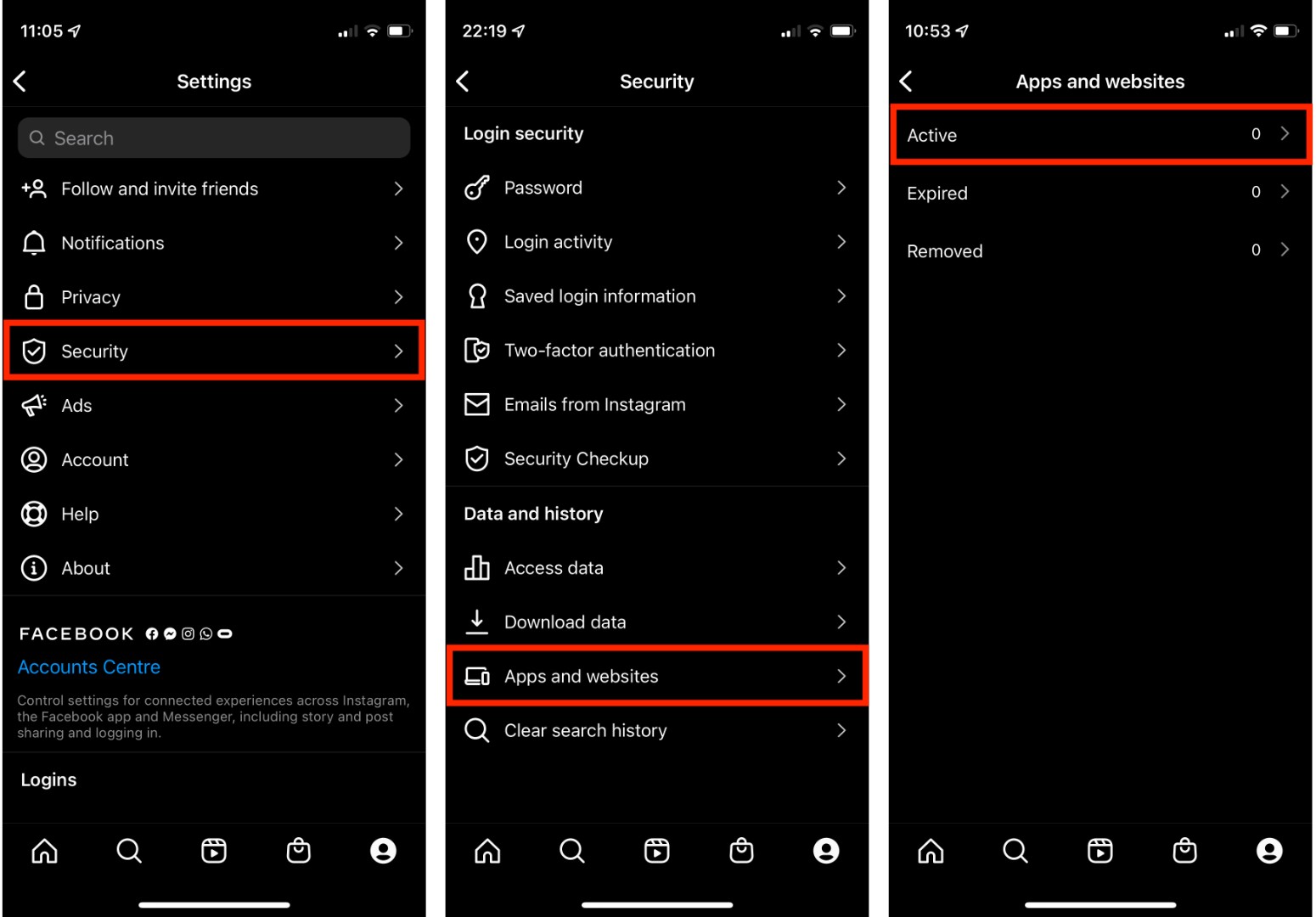 Instagram security settings