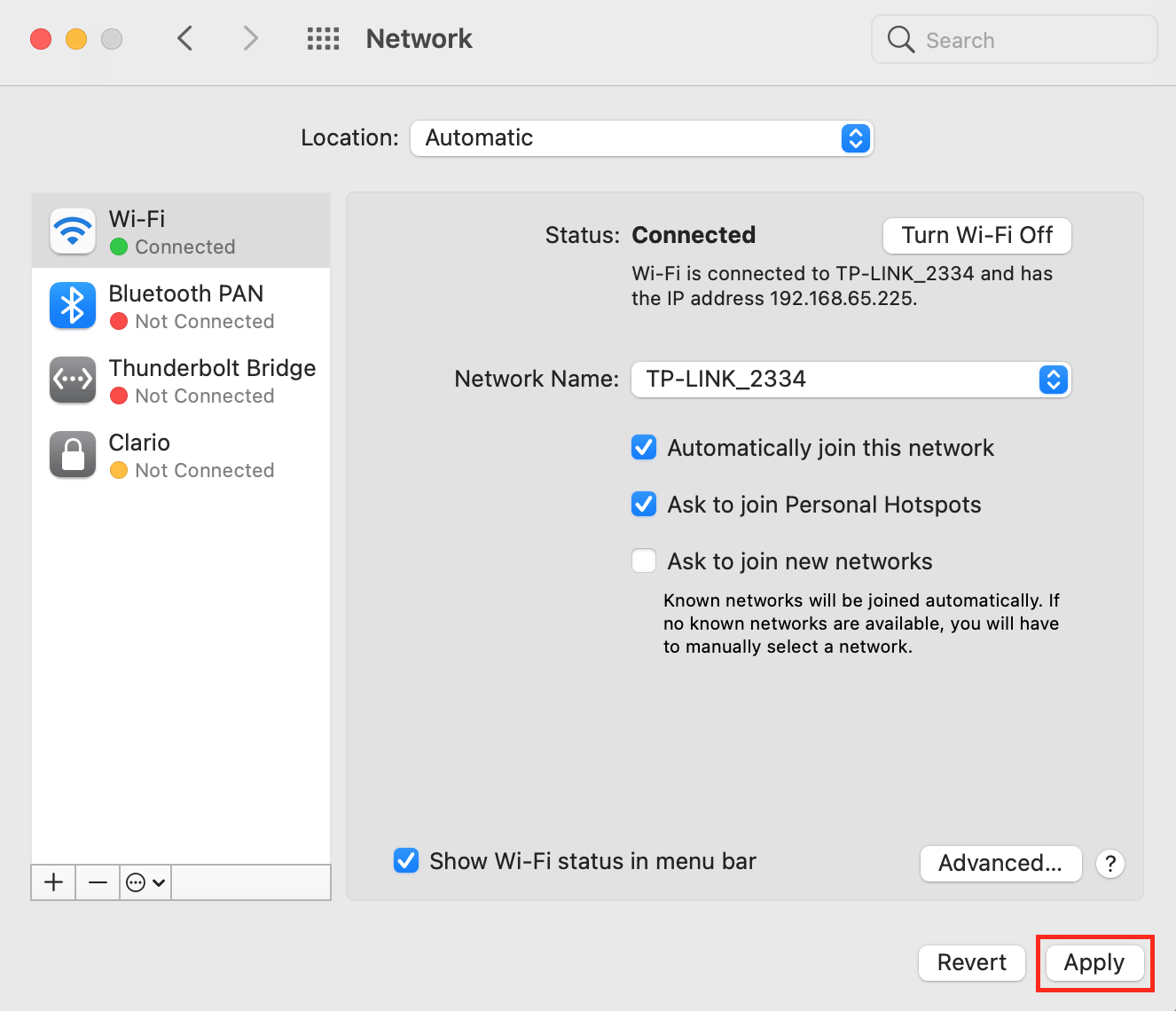 Network settings Mac Network settings Mac