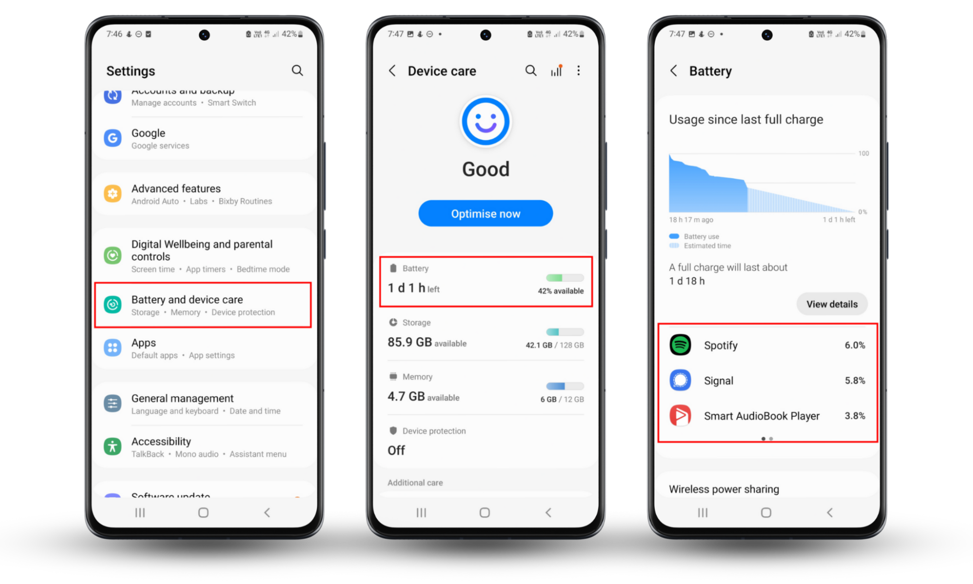 Battery problems are a sign that your phone is tapped. On an Android device, head to Settings > Battery and Device Care > Battery to see which apps use the most of your battery. Battery problems are a sign that your phone is tapped. On an Android device, head to Settings > Battery and Device Care > Battery to see which apps use the most of your battery.