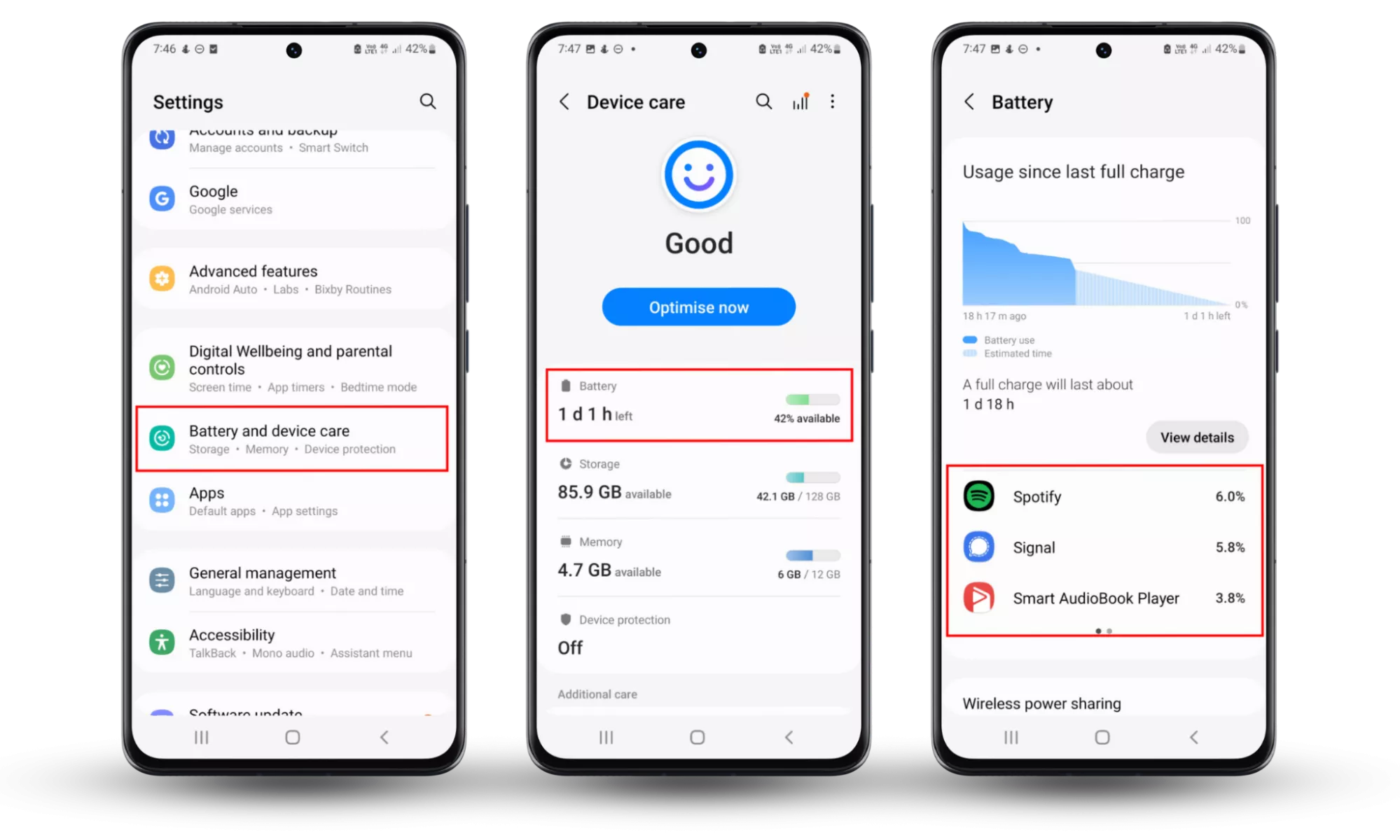 Battery problems are a sign that your phone is tapped. On an Android device, head to Settings Battery and Device Care Battery to see which apps use the most of your battery. Battery problems are a sign that your phone is tapped. On an Android device, head to Settings Battery and Device Care Battery to see which apps use the most of your battery.