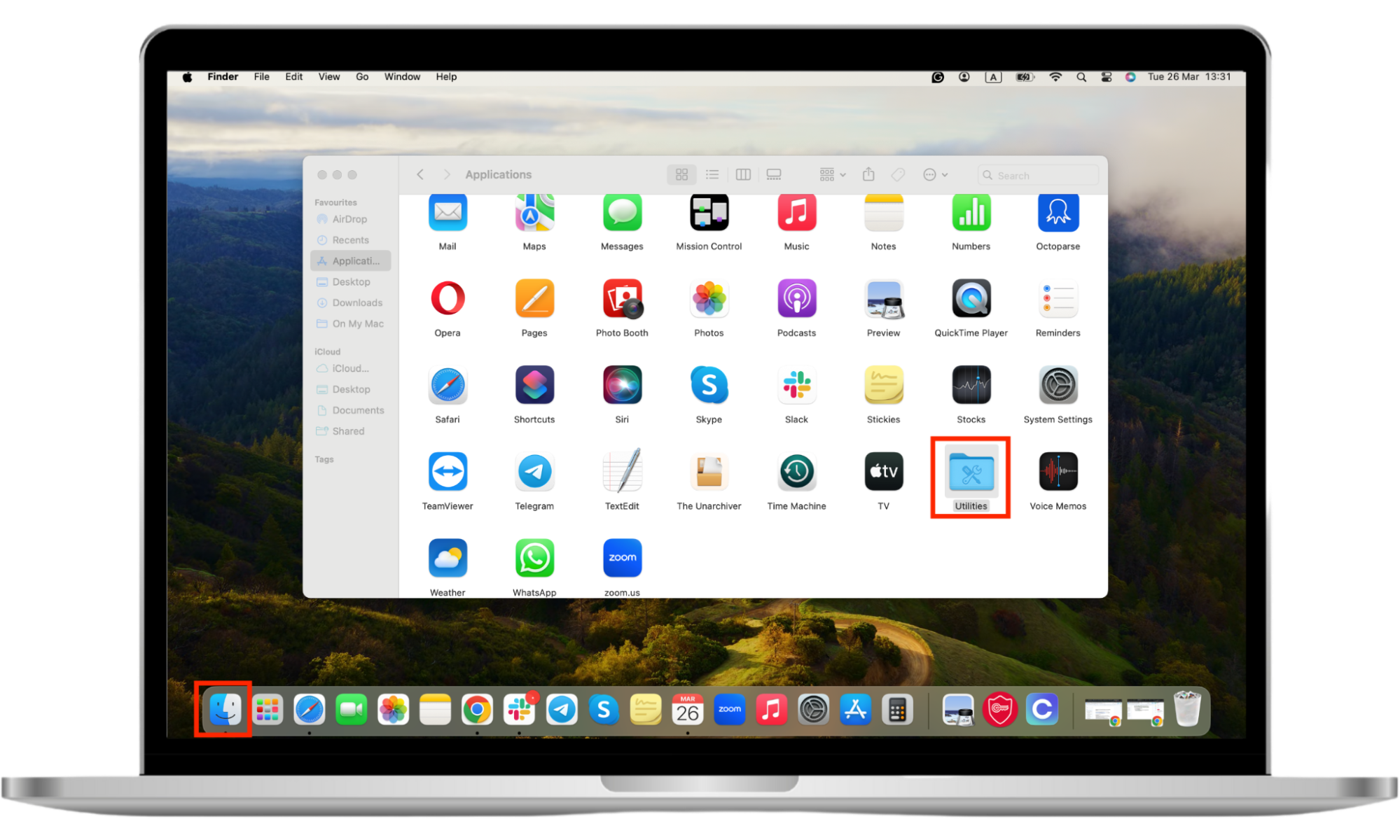 A Mac display with the Finder icon in the dock and the Applications folder on the screen, highlighted with two red squares around them. Learn how you can tell if an ex is spying on your MacBook. A Mac display with the Finder icon in the dock and the Applications folder on the screen, highlighted with two red squares around them. Learn how you can tell if an ex is spying on your MacBook.